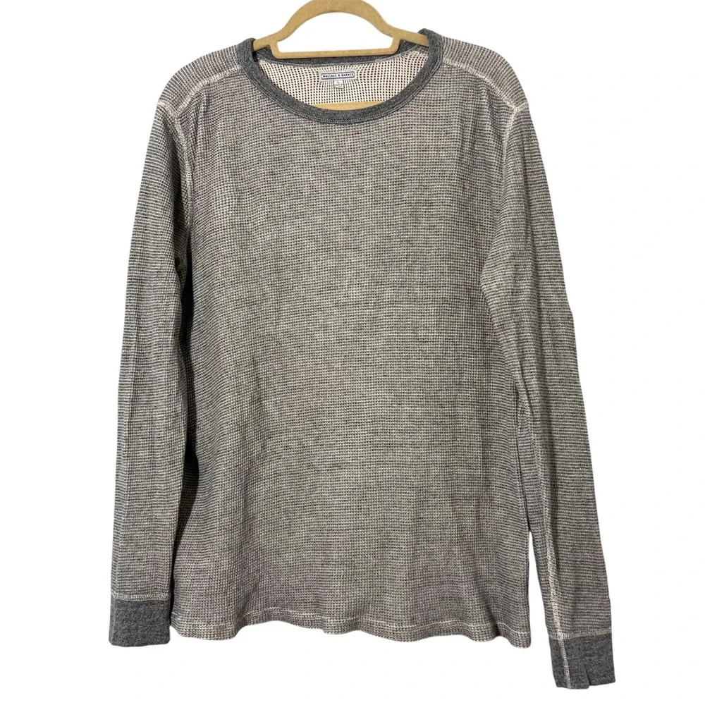 Wallace & Barnes Shirt Mens L Gray Waffle Knit Thermal Marled Long Sleeve Casual